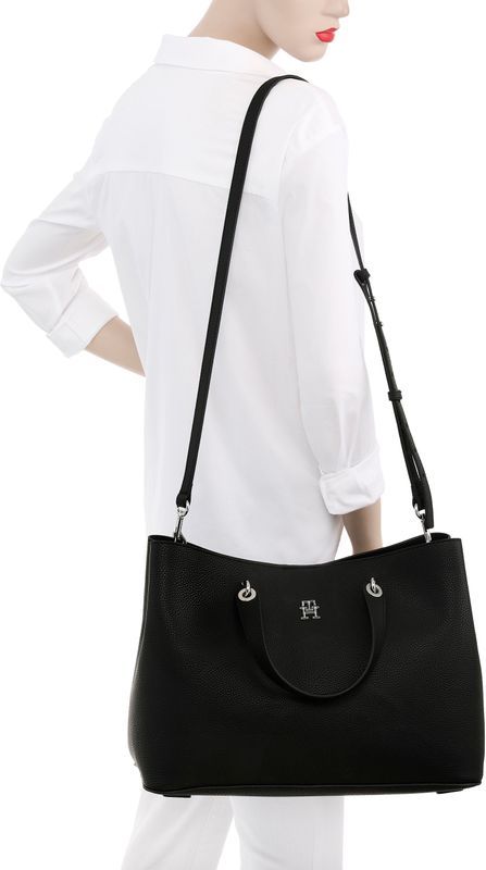 Tommy Hilfiger - AW0AW15177 TH Emblem - Handtas - Zwart - Casual - Polyurethaan