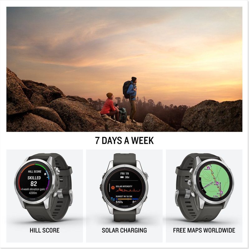 Garmin Fenix 7s Pro Solar - Sporthorloge - Zon oplaadbaar - 42mm - Zilver