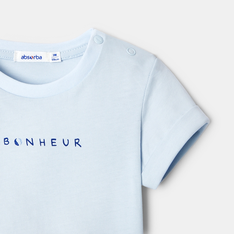 T-shirt manches courtes en coton bio bleu mixte Absorba