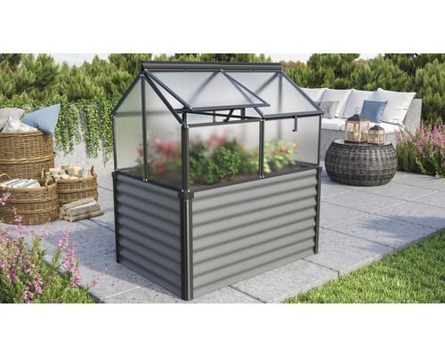 Verhoogd bed, koude bak Gaia holle kamerpanelen 4 mm 121,7 x 83,1 x 135,1 cm zwart