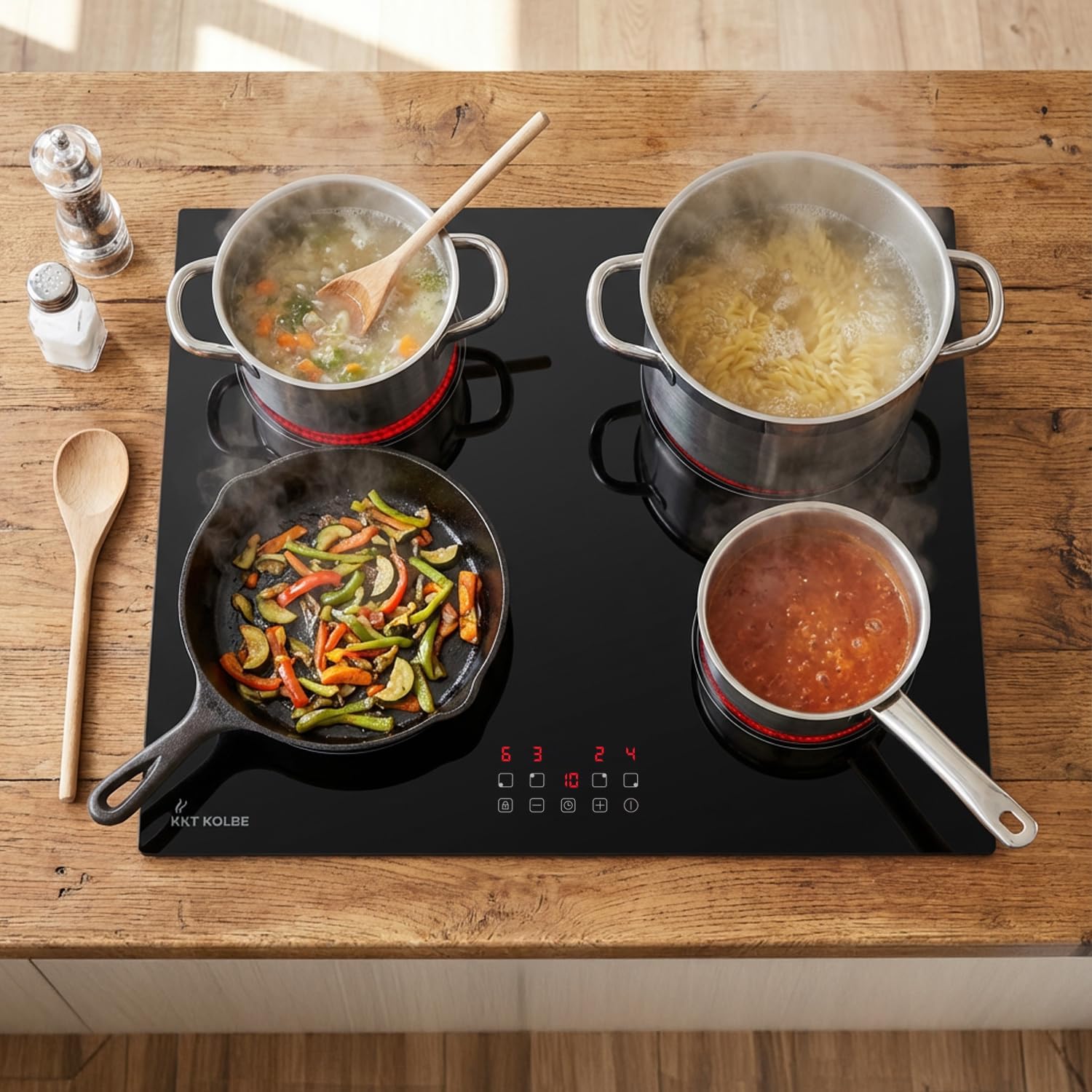 KKT KOLBE Autarkes Herdset | 60cm Einbaubackofen BO8005FB | 59cm Kochfeld CH5900RL | Grill | Heißluft | Automatik-Timer | Wärmeschutzverglasung | Kindersicherung | Knebelbedienung | SET8005FBCH5900RL