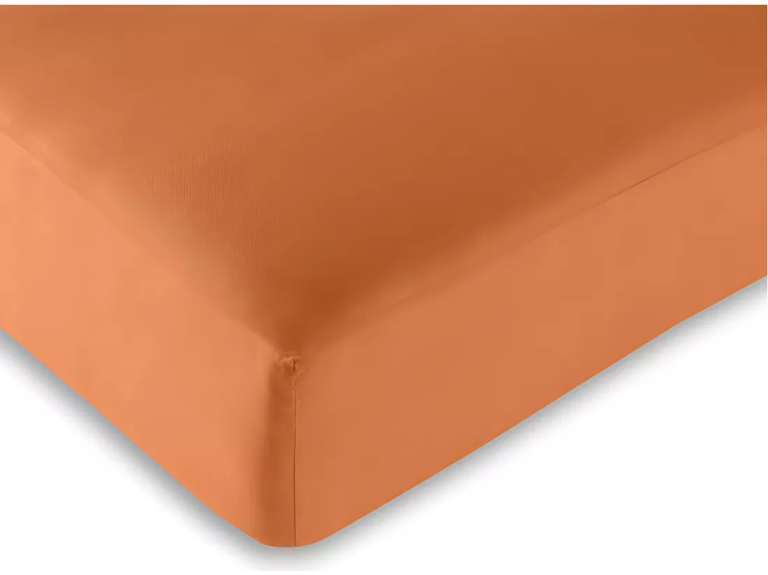 Drap Housse Orange 180 X 200 Cm / 100% Coton / 57 Fils/cm² 