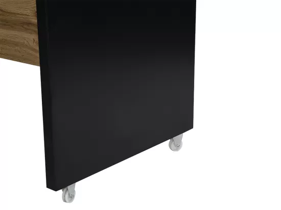 Meuble de bar pivotant avec 2 portes, 1 tiroir et 1 niche en MDF - Naturel et Noir - ELDIR