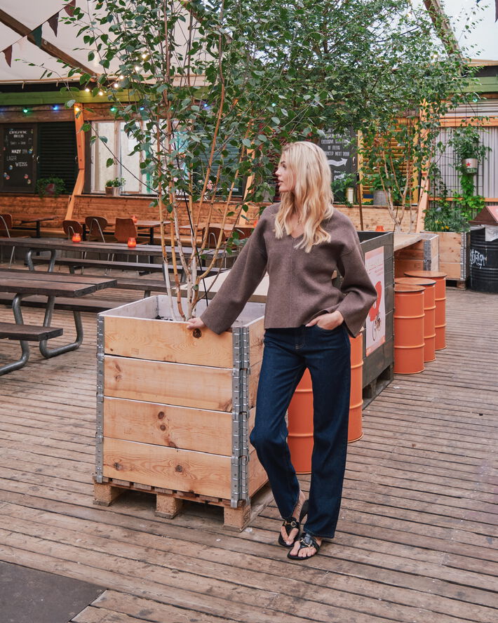 Neo Noir Linda Knit Blouse Mocca