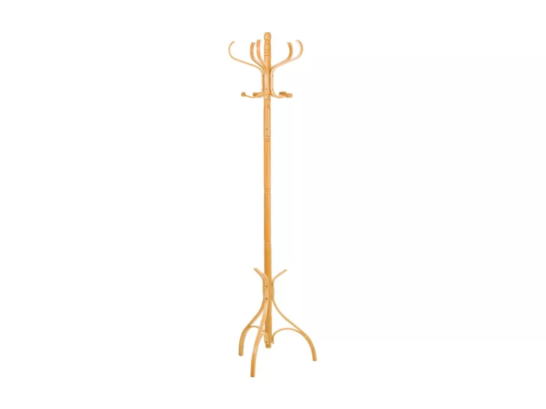 Porte-manteau sur pied en bois laqué miel 45x45x182h cm