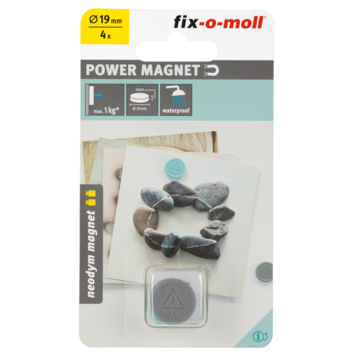 Magneet schijfje Neodymium silicium 19mm hoogte 4mm 4 stuks