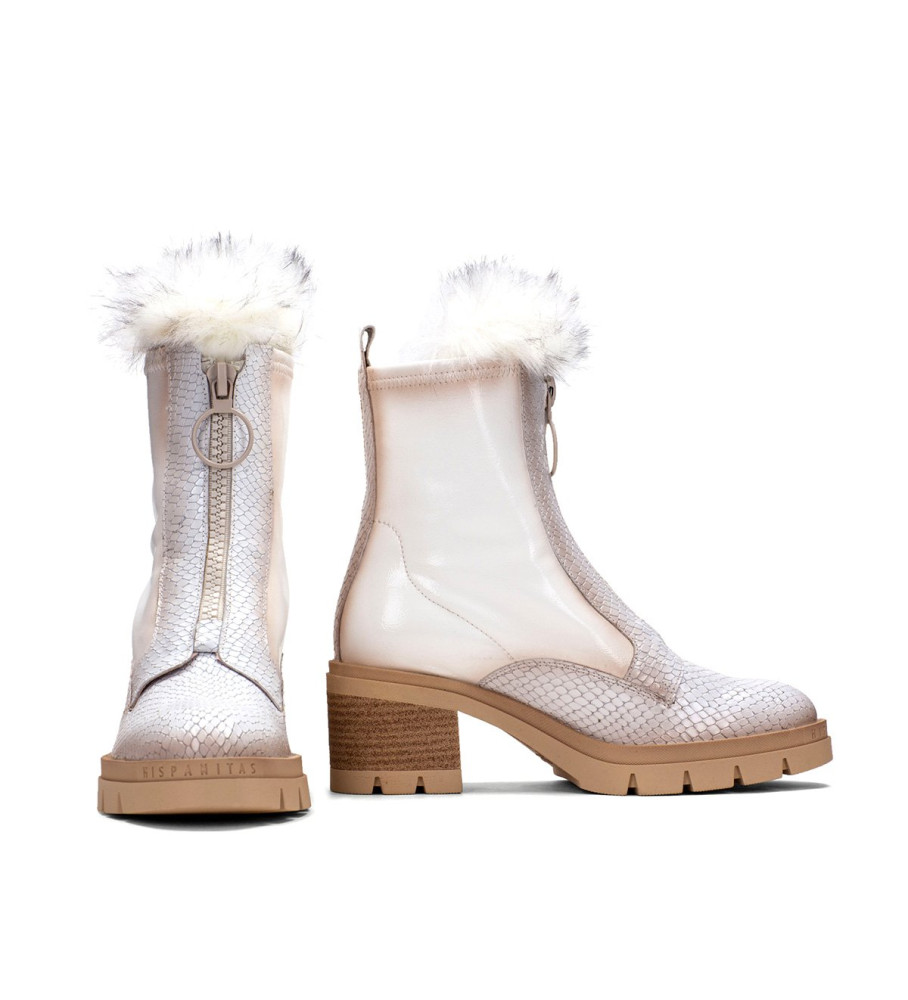 Hispanitas Botines de Piel ingrid blanco -Altura tacón 6cm-