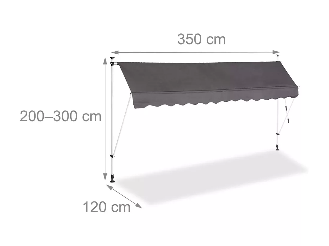 Store banne télescopique de grise 350 x 120 x 300 cm 13_0002541_2