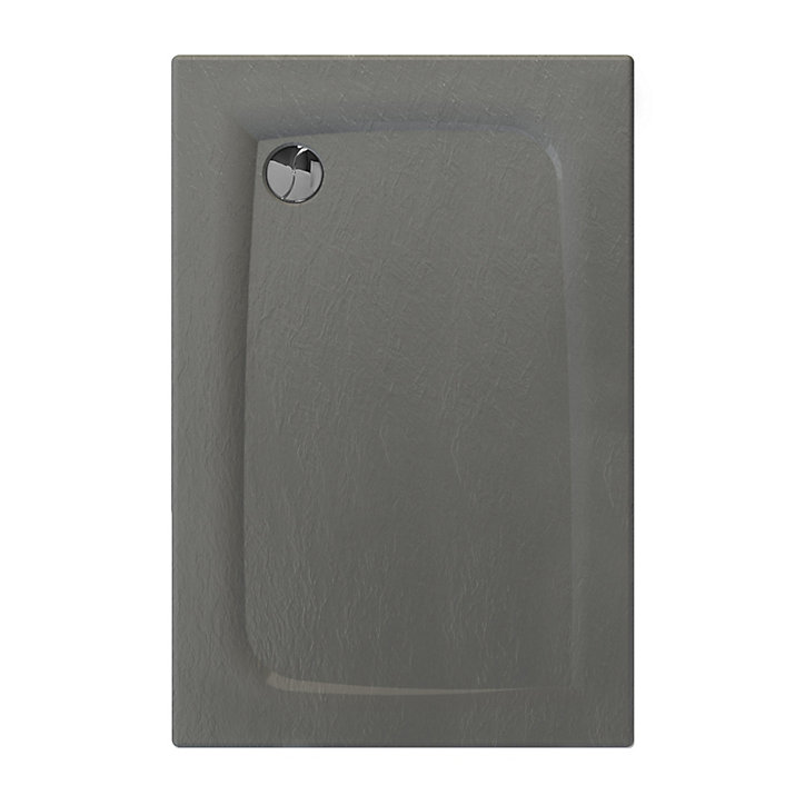 Receveur de douche rectangulaire 80x120 cm, gris texturé effet pierre, Allibert Mooneo