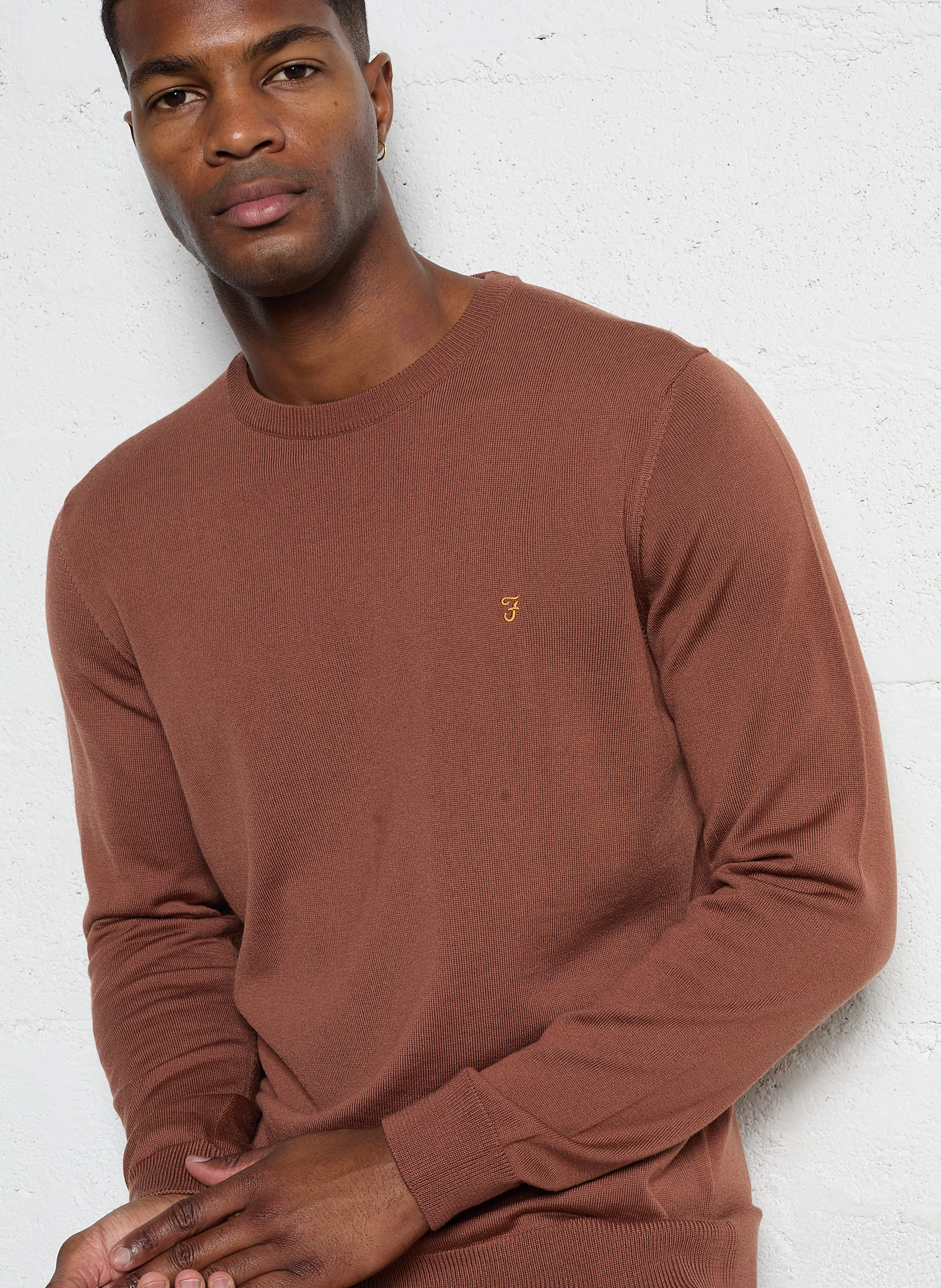 MULLEN - Pull regular en coton bio | Marron