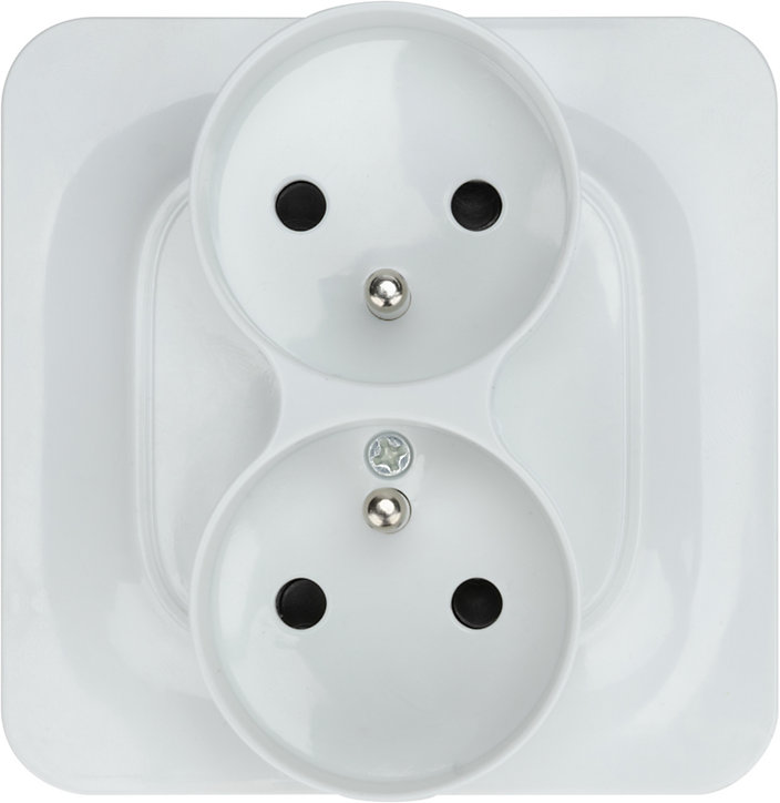 Prise double avec terre Jacobsen Kennet blanc complet