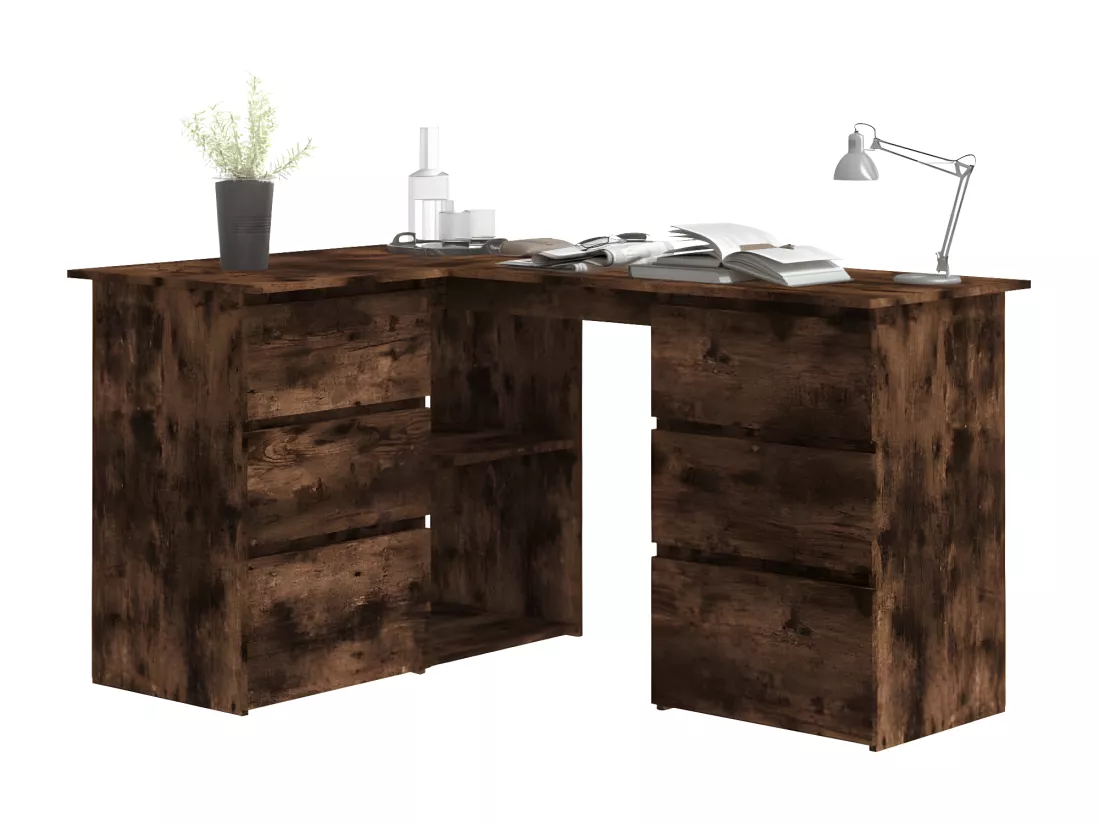 Bureau d'angle Chêne fumé 145x100x76 cm Bois d'ingénierie
