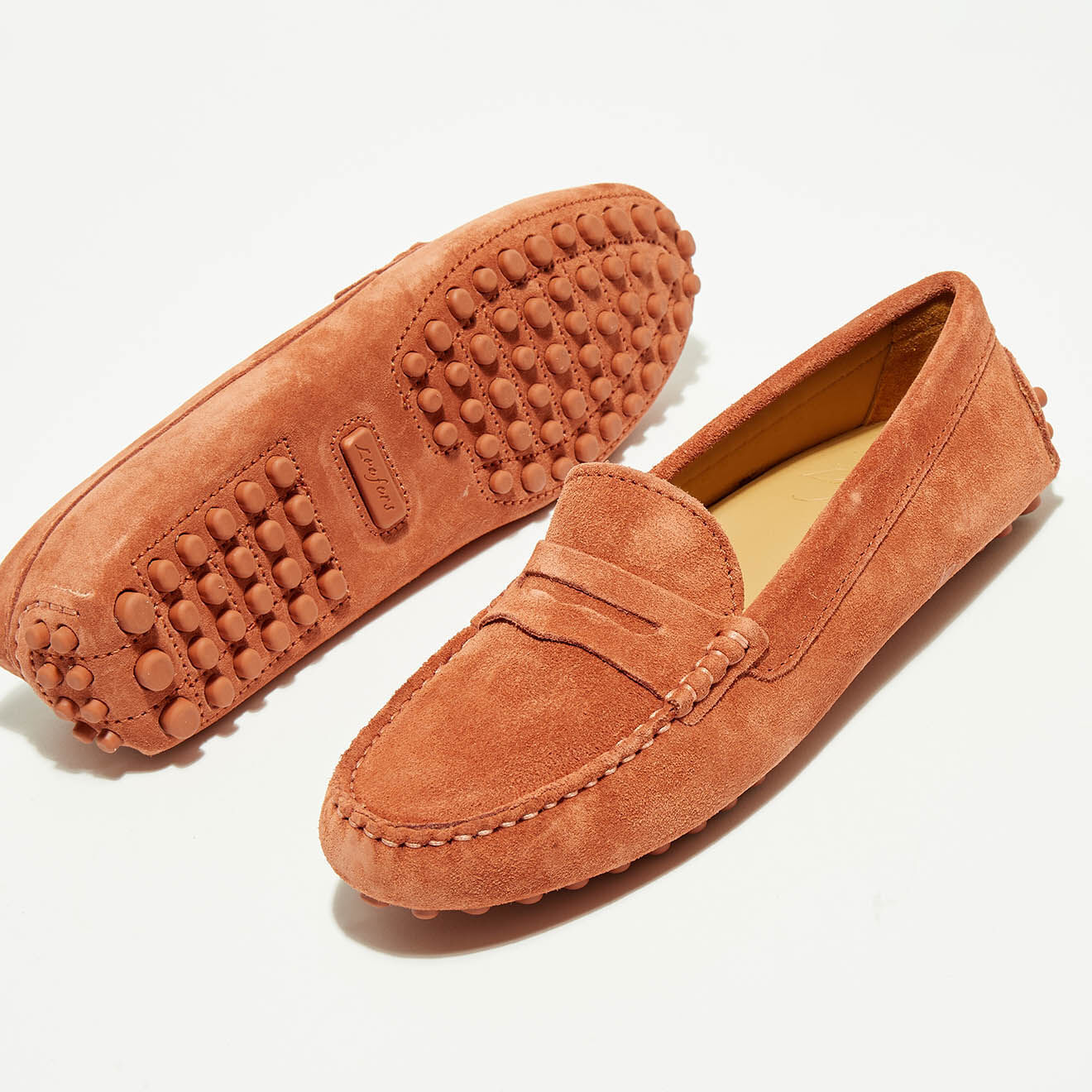 Loafers Mocassins en Velours de Cuir Lena  camel rosé