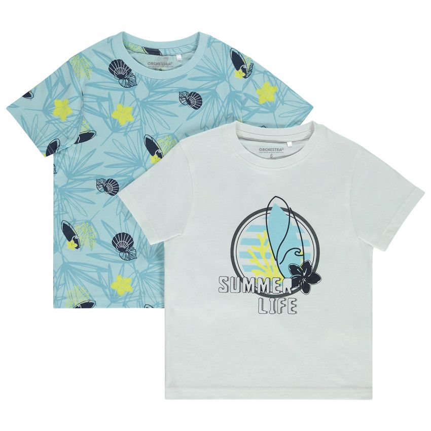 Lot de 2 t-shirts manches courtes fantaisie pour garçon - Bleu