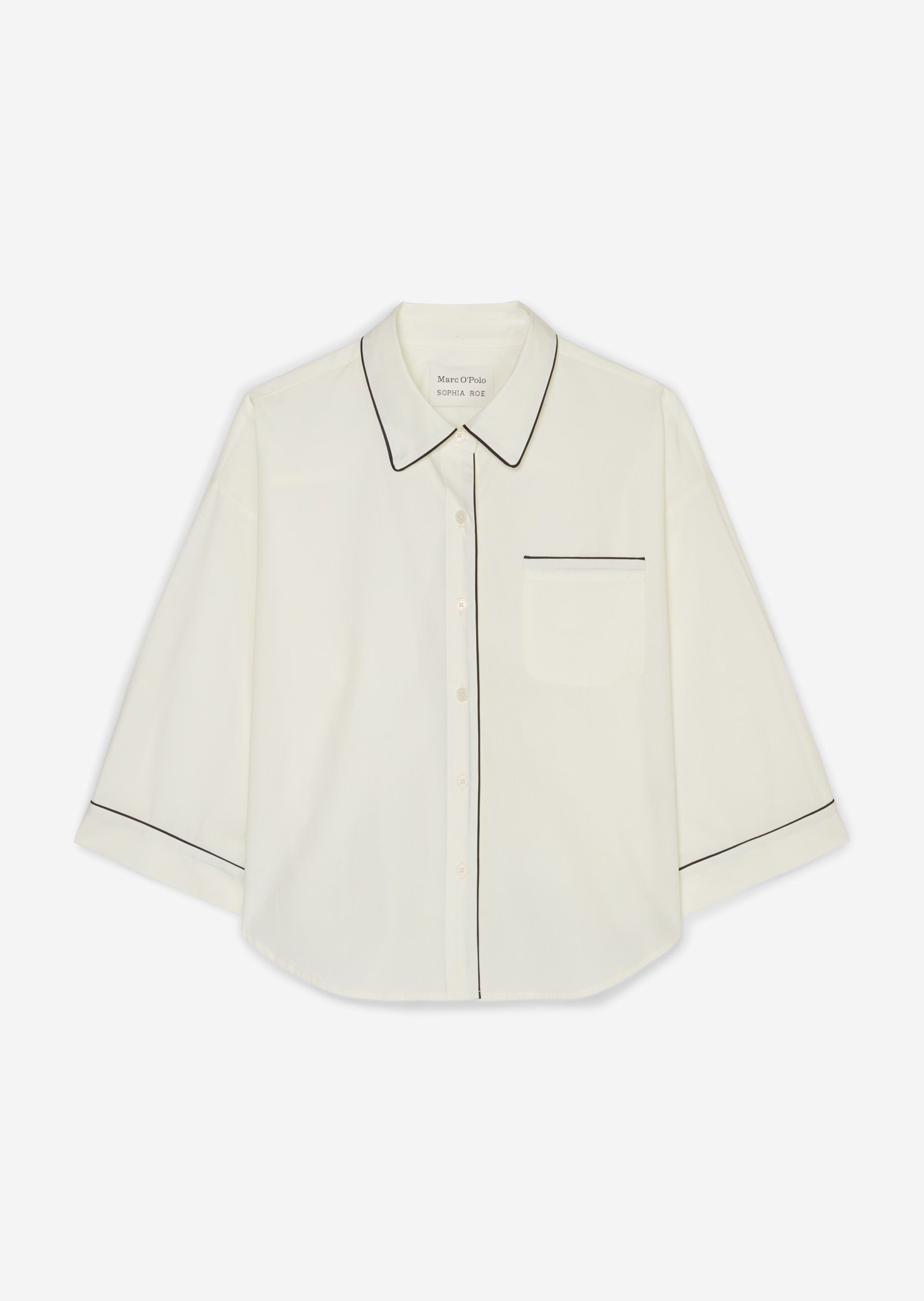 Marc O'Polo Pyjamaoberteil »Mix & Match Poplin«, kontrastfarbene Pipings, Knöpfe, Kragen, 3/4-Arm