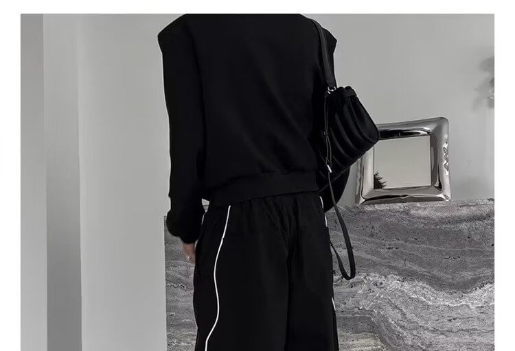 Nataro - Hoge taille contrasterende rand wijde joggingbroek