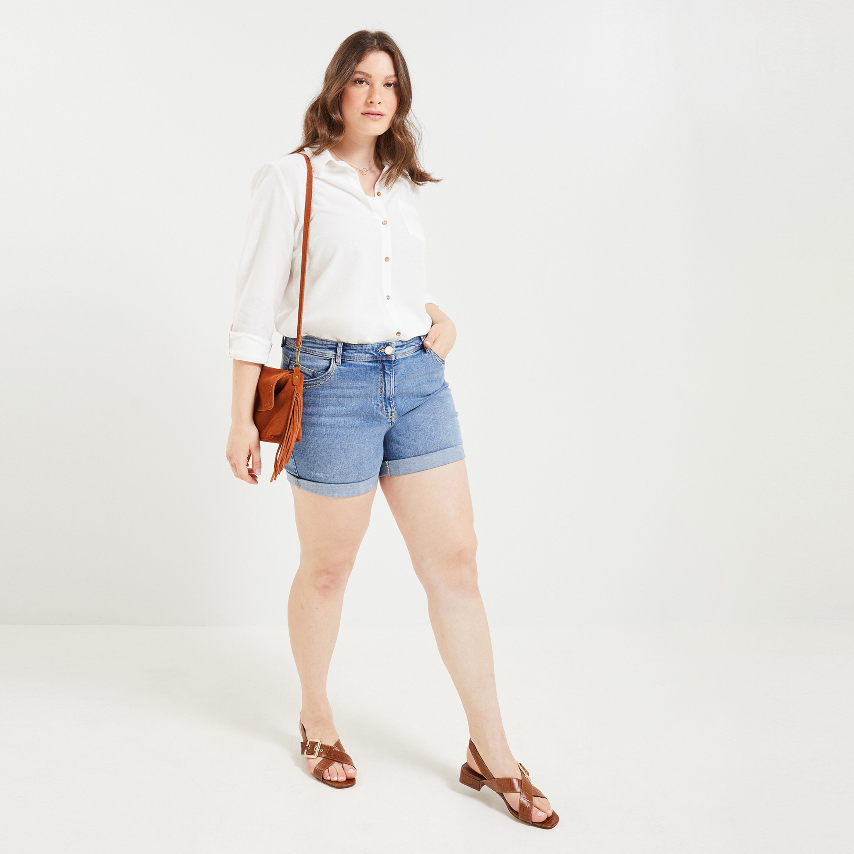 Short en jean femme BRAZIL - STONE