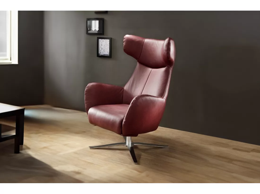 Fauteuil - Rouge cuir - RANDY