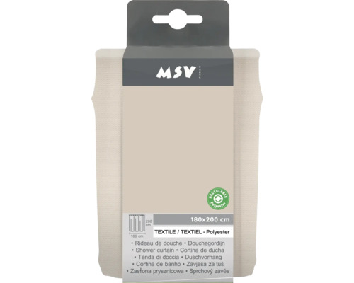 MSV Textil douchegordijn 180 x 200 cm beige 149556