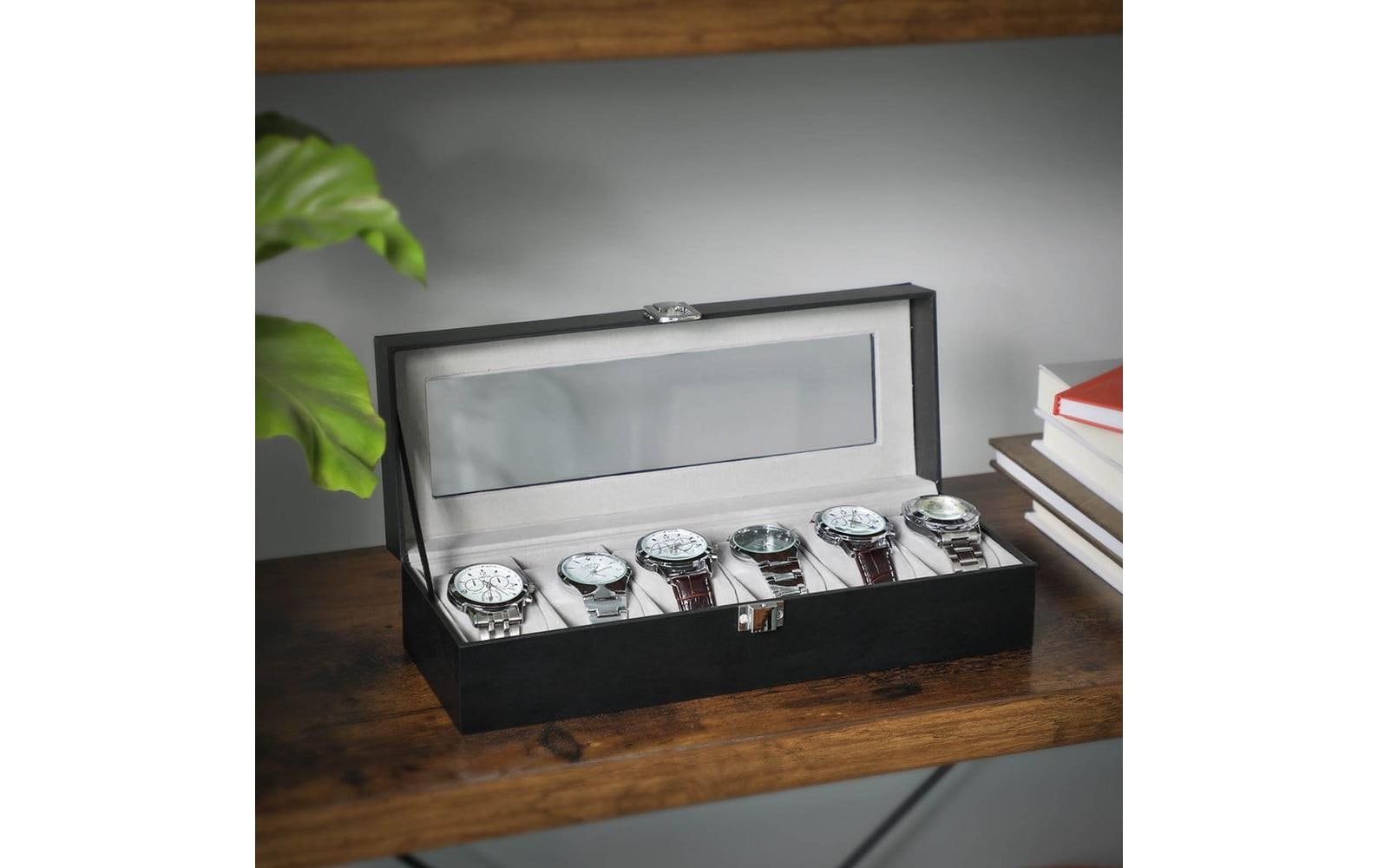Uhrenbox 11.2 cm, Grau/SchwarzUhrenschatulle