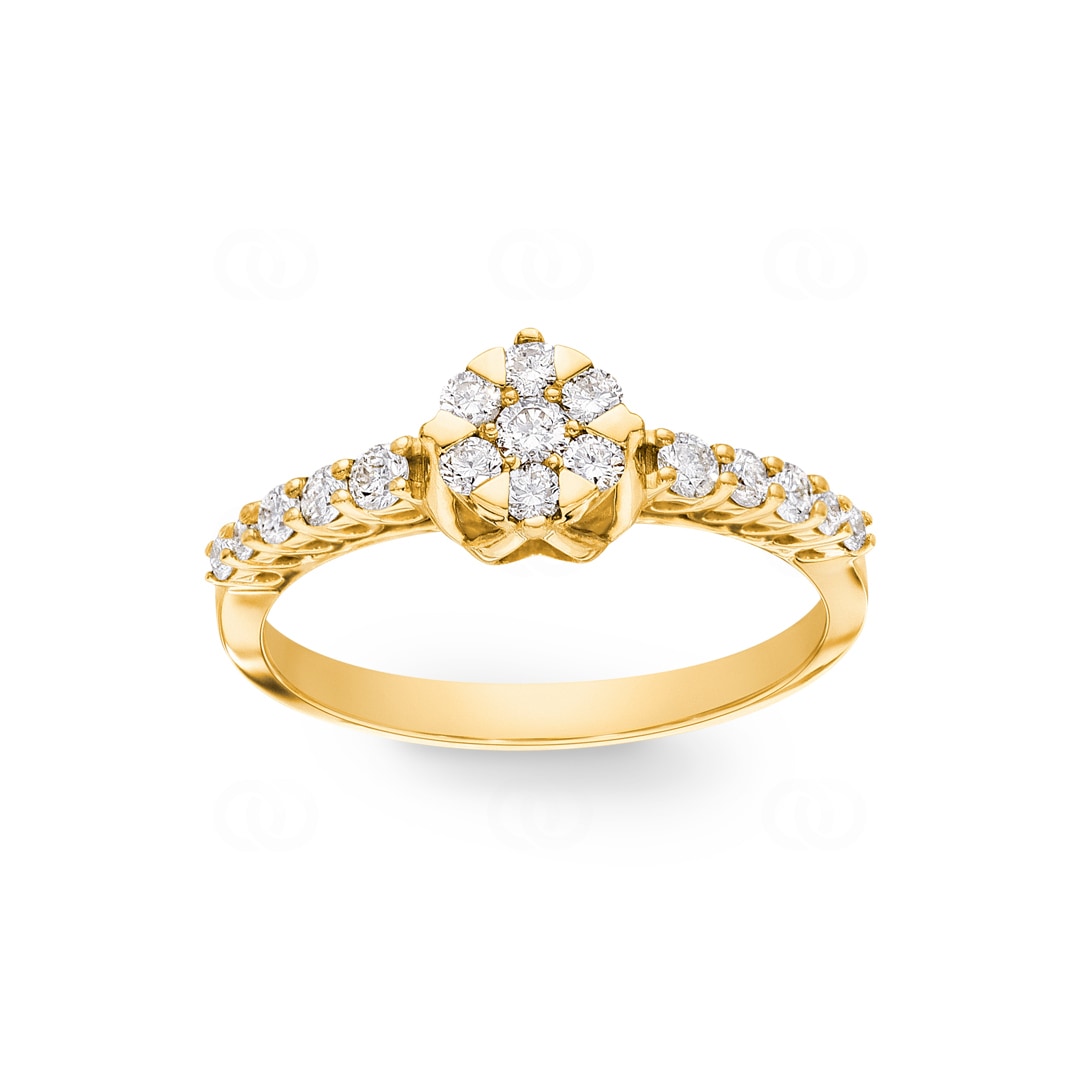 Verlobungsring 750/18 K Gelbgold mit Diamanten 0.42 ct H/si