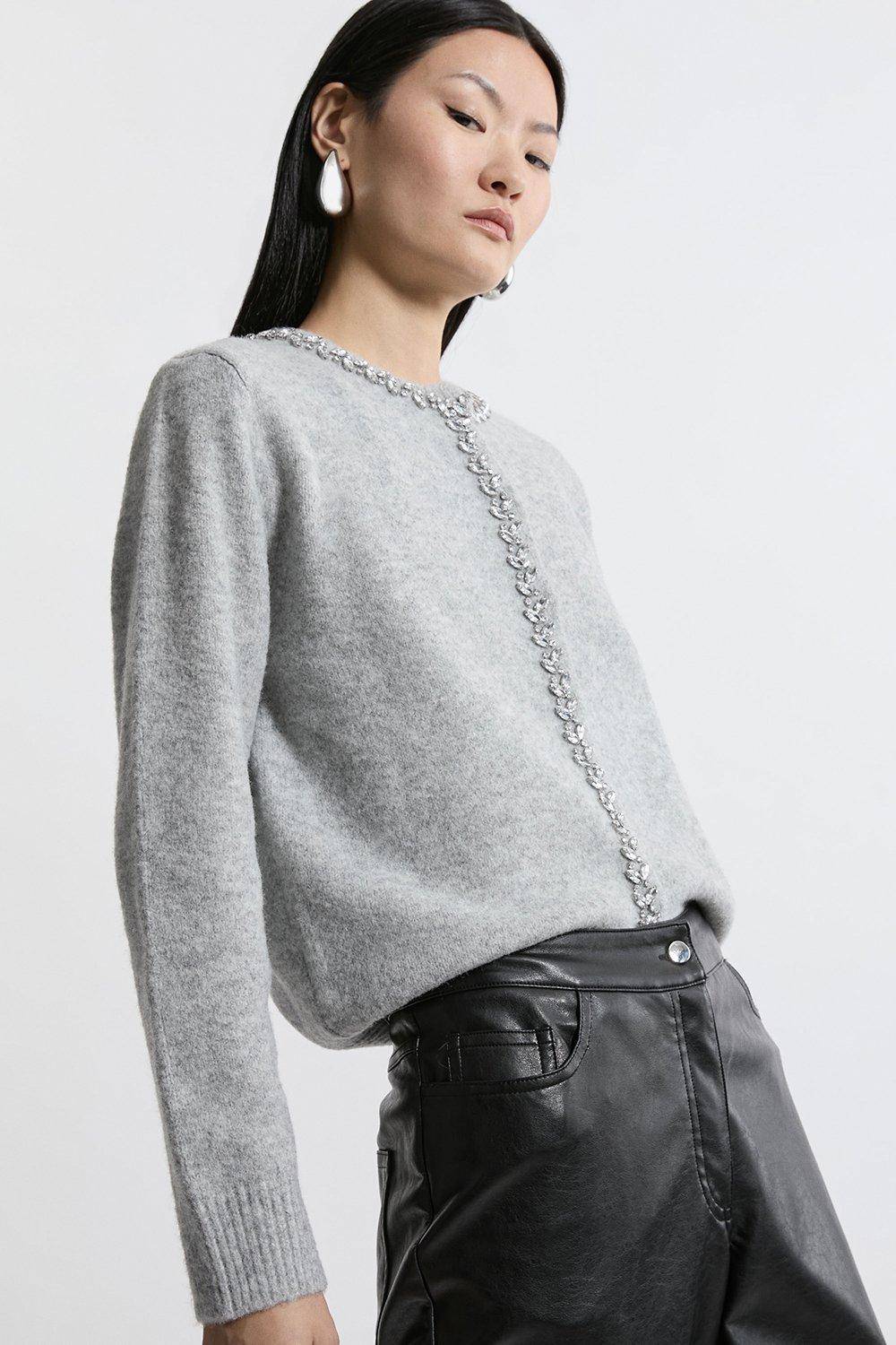 KarenMillen Cardigan en Maille Douillette à Finitions Ornées