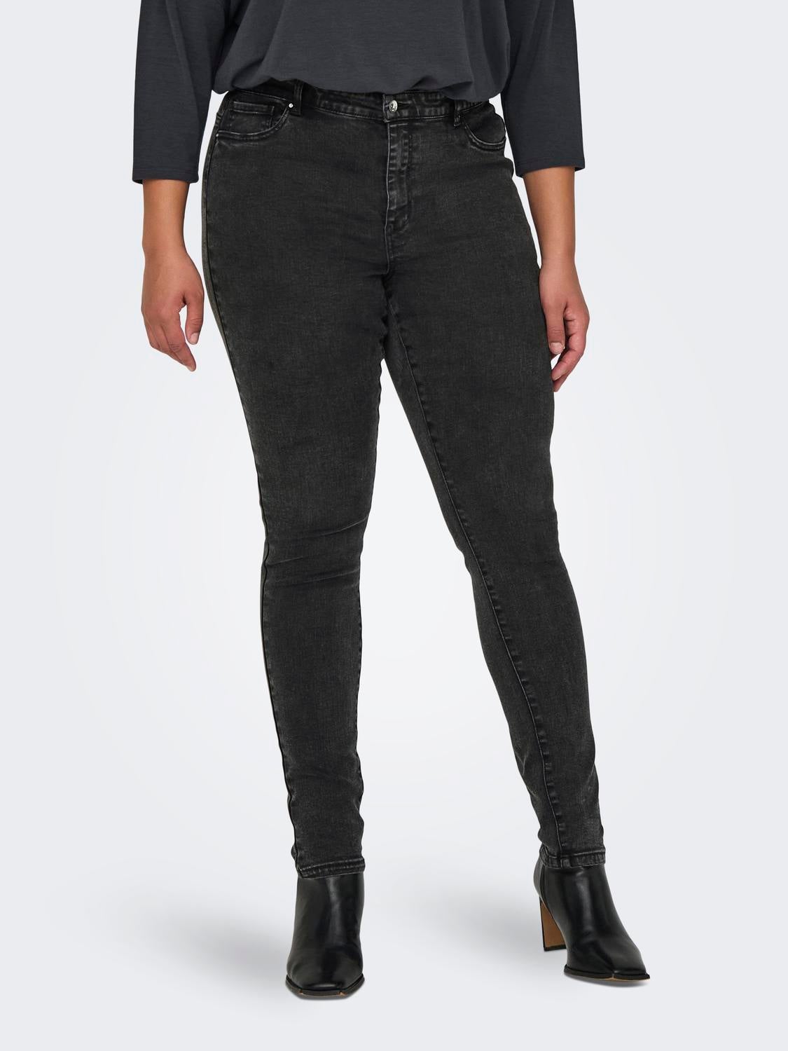 CARROSE Hohe Taille Skinny Fit Jeans Washed Black