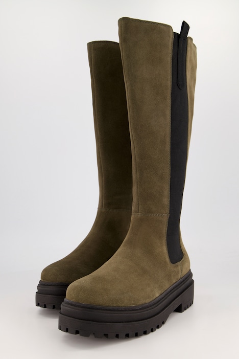 Suede-Stiefel, 3XL-Schaft, Chelsea-Einsatz, Weite H