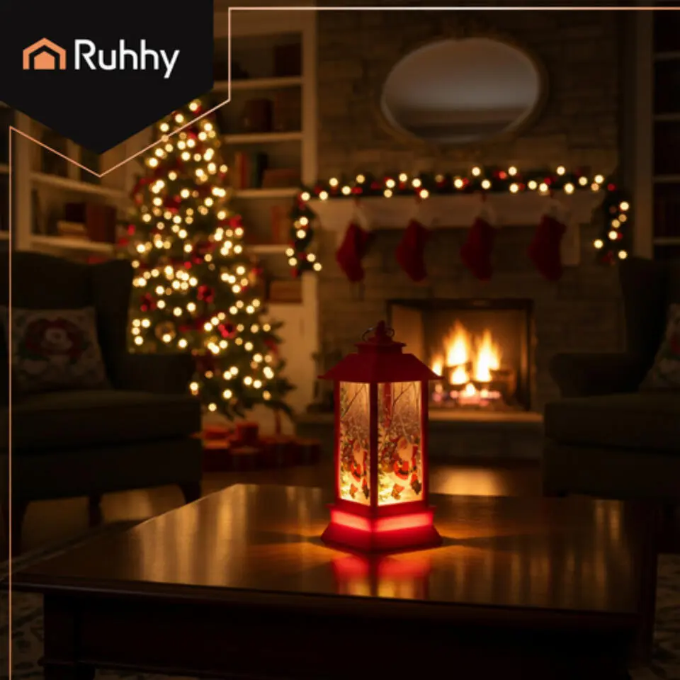 Ruhhy Kerstlantaarn - rood - 12 x 5 cm - kunststof - LED