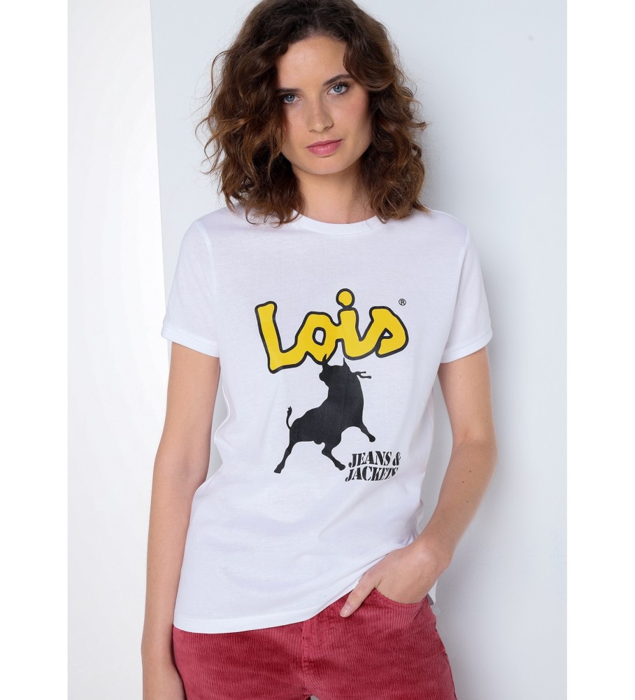 Camiseta Lois de manga curta com estampa branca