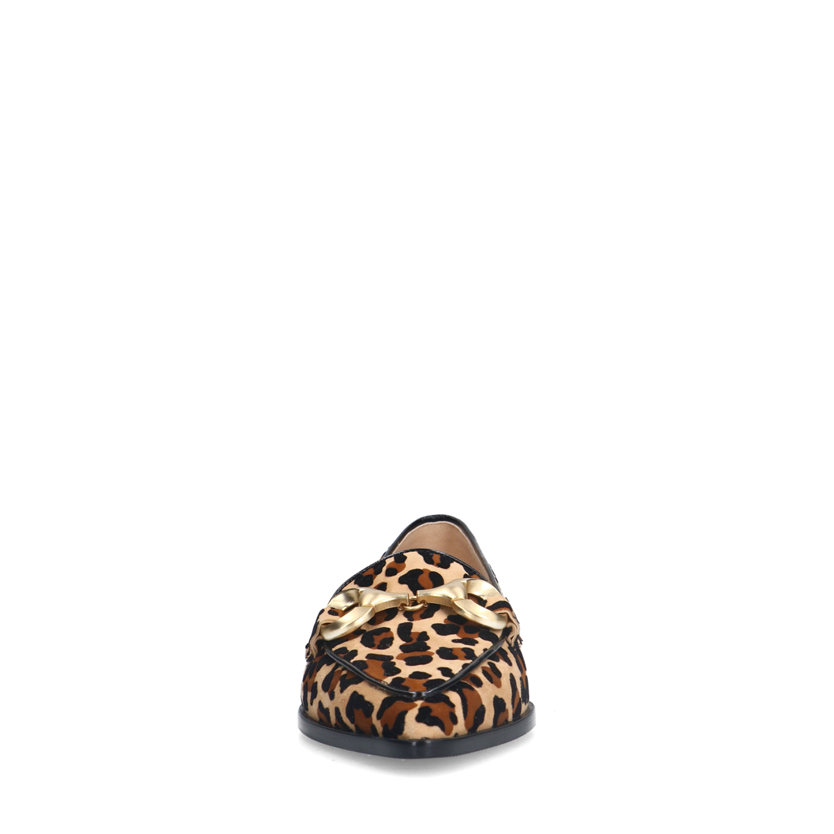 Suède leopard loafers met chain