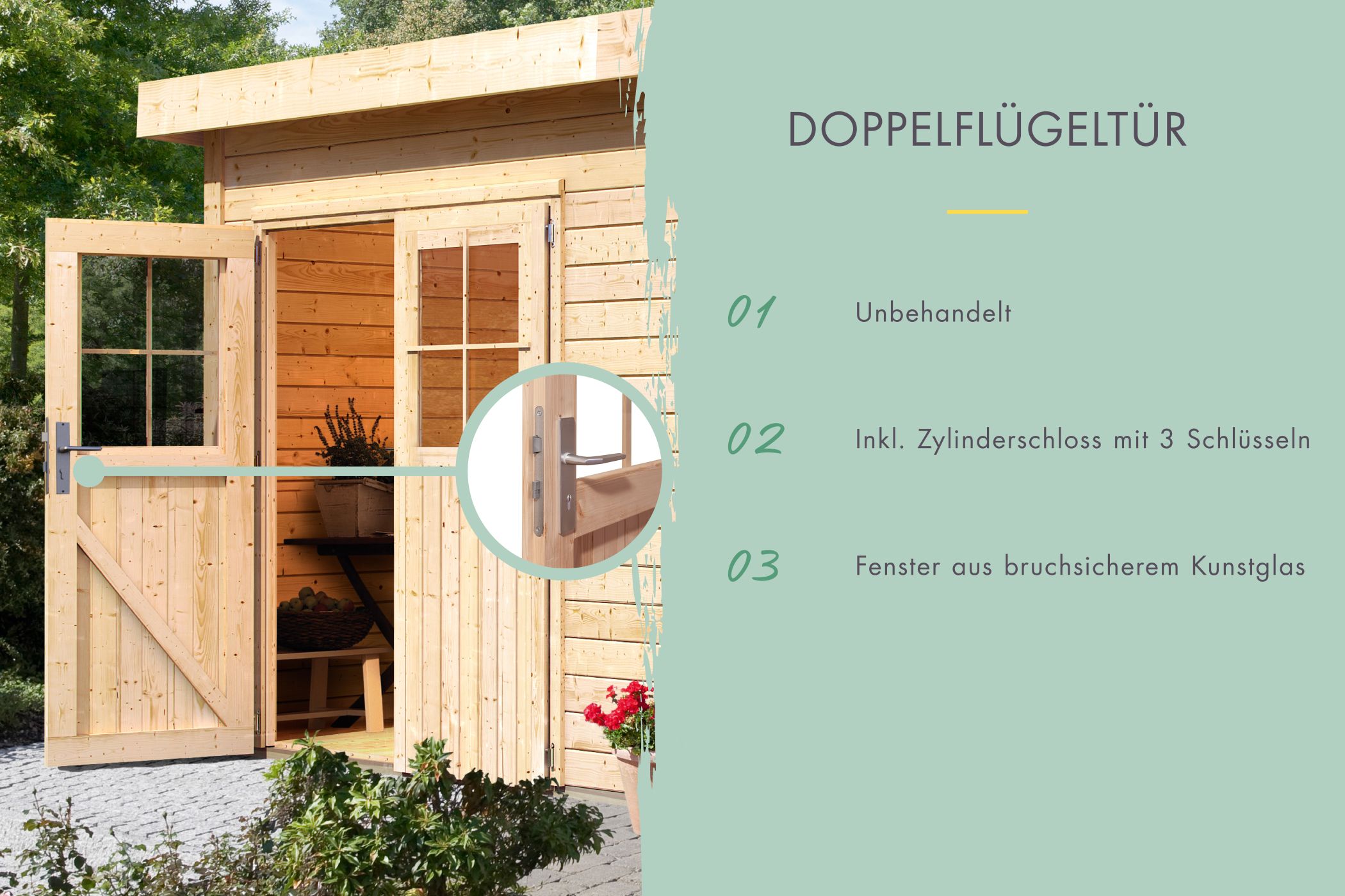 Karibu Blockbohlenhaus Comfort 1 naturbelassen inkl. Fußboden und Dacheindeckung