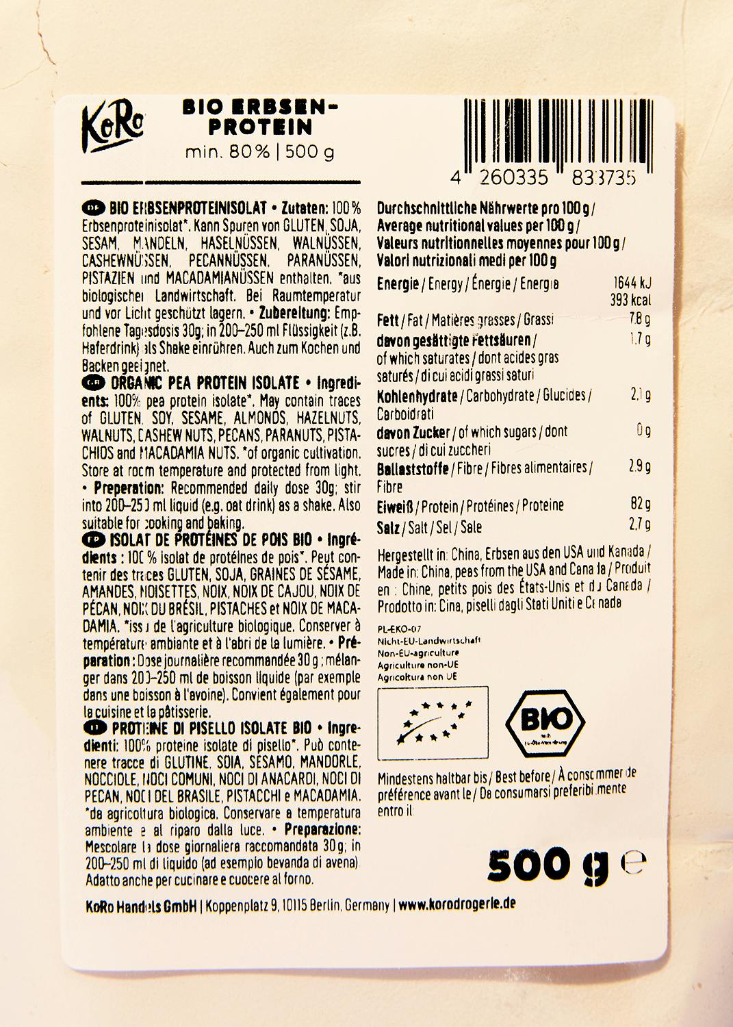 Bio Erbsenprotein 500 g