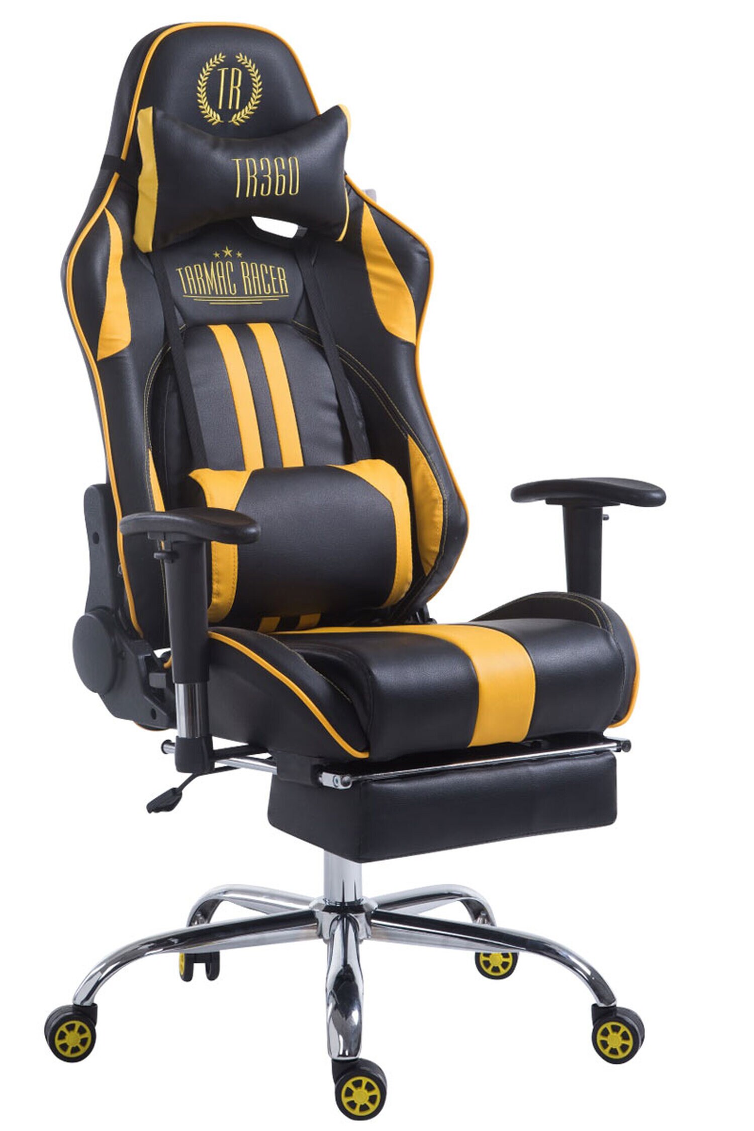 TPFLiving Racing Bürostuhl Limitless mit FußablageSchwarz/Blau