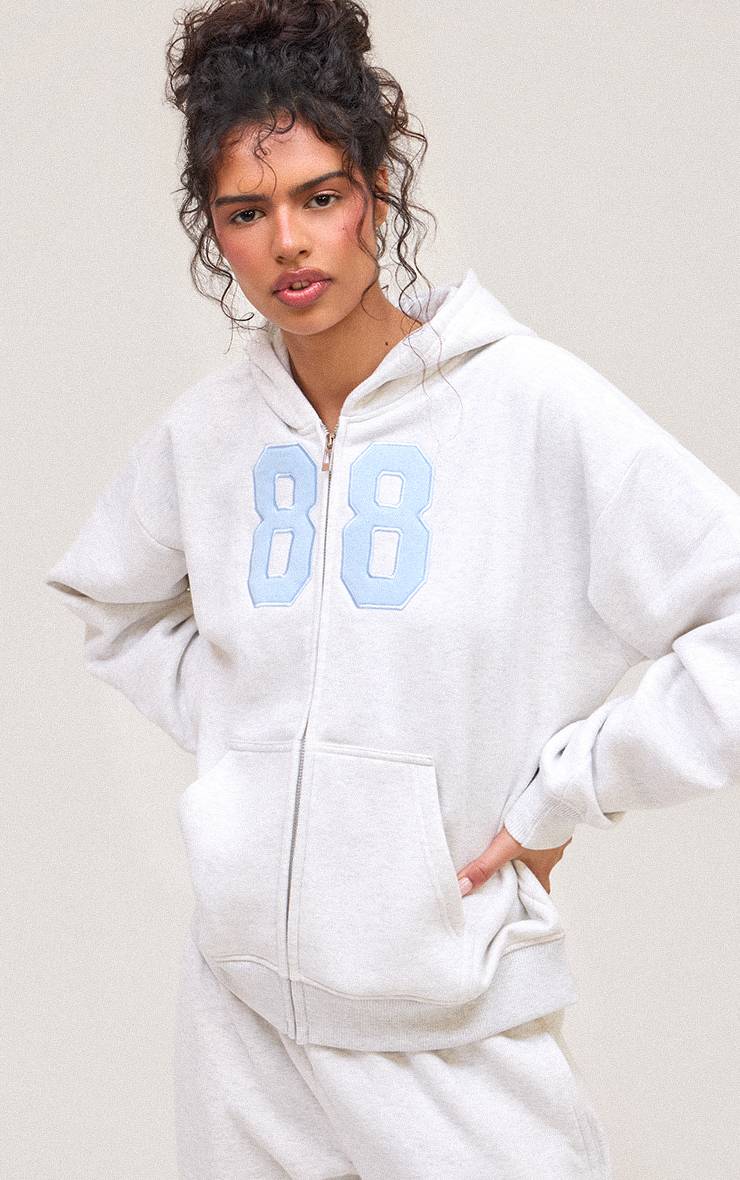 Gris Cendré Sweat À Casynthétiqueche Zippé Imprimé 88