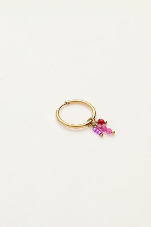 One piece oorring met roze kraaltjes