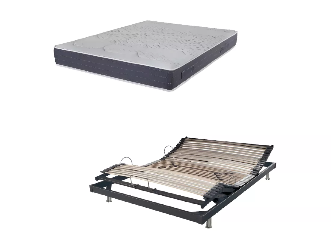 Ensemble relaxation S50 + Matelas Latex Louxor - 5 zones - 140x190 - Gris