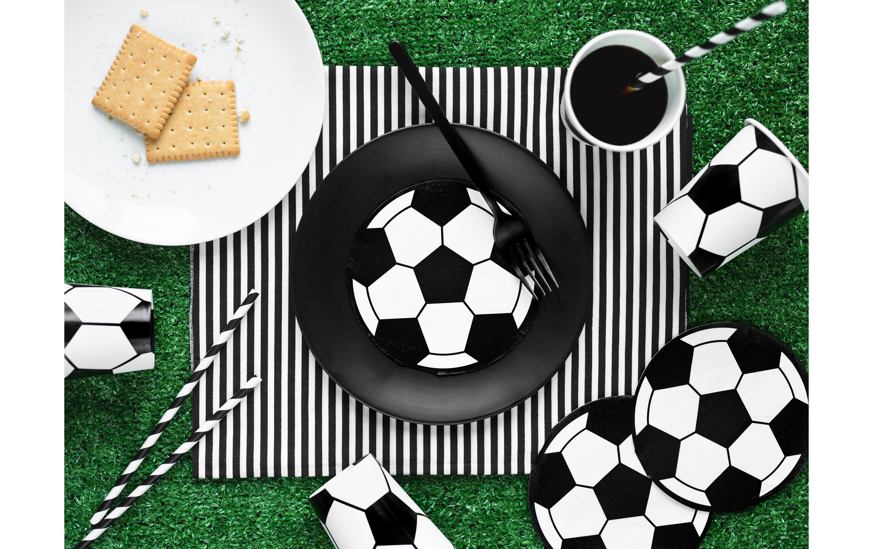Partyset Football 6-teilig, Schwarz-Weiss / GrünDekorations-Set für Fussballfans