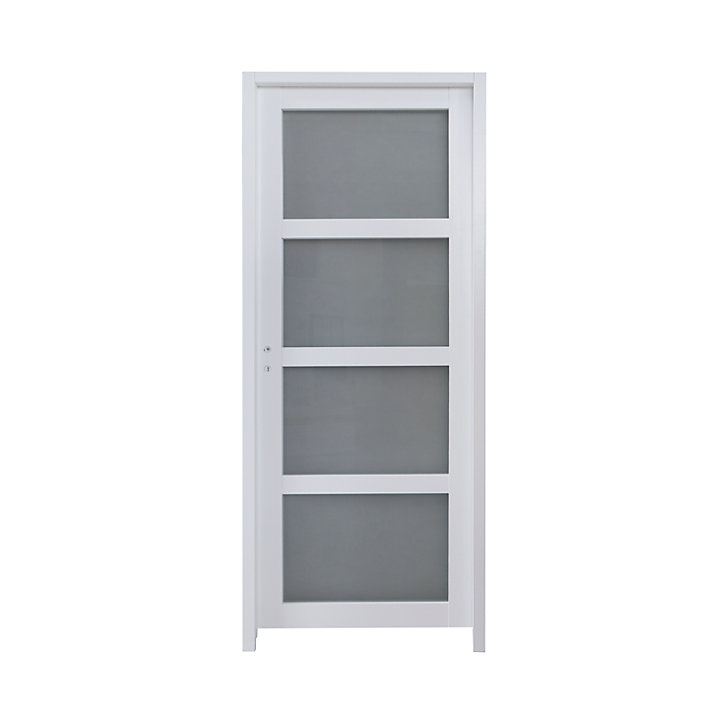 Bloc-porte Connemara 4 carreaux blanc H.204 x l.83 cm, poussant droit