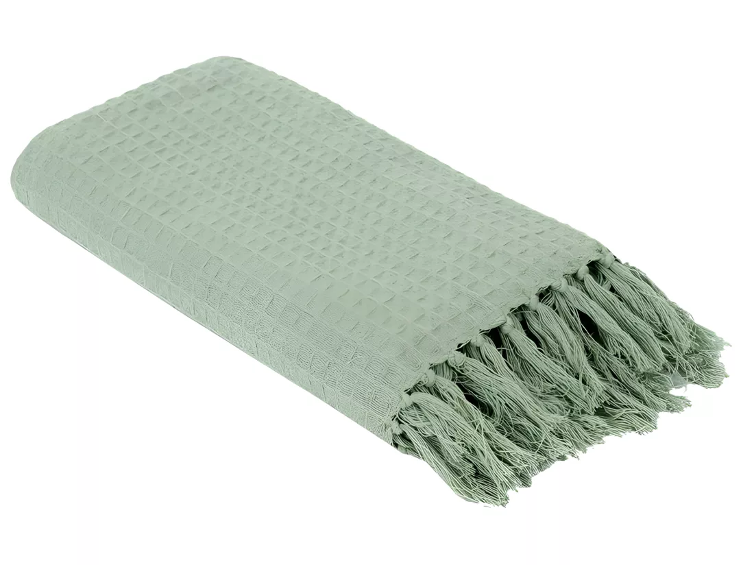 Jete De Canape Gaufre Vert D Eau 130x160cm