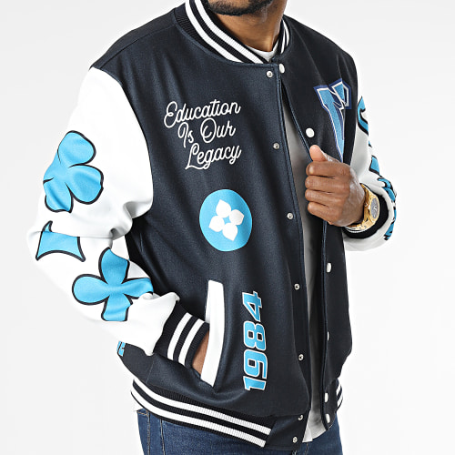 Veste Teddy Bleu Marine Blanc