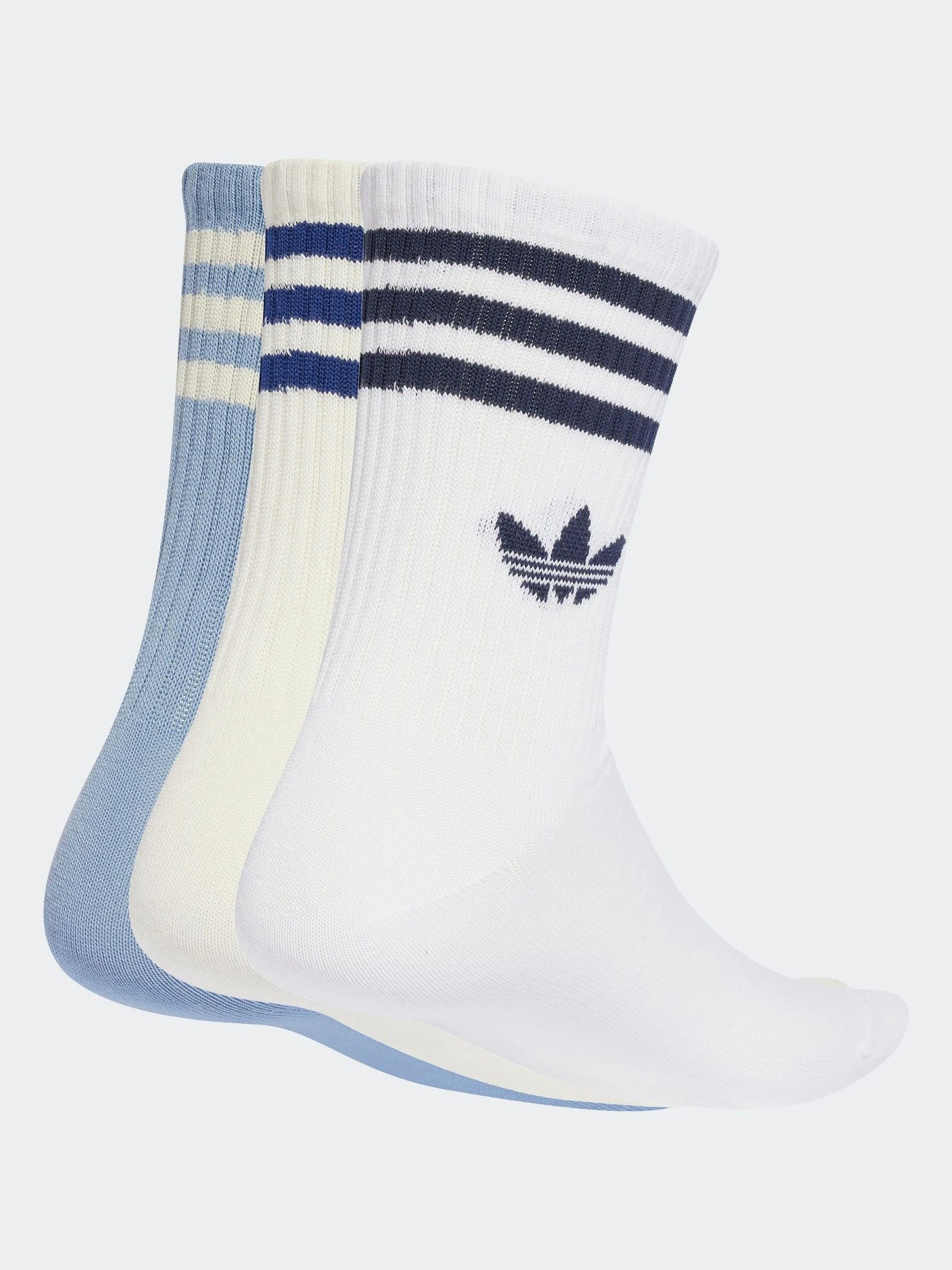 Lichtwit - Adidas Originals 3-Strepen Crew Sokken 3 paar