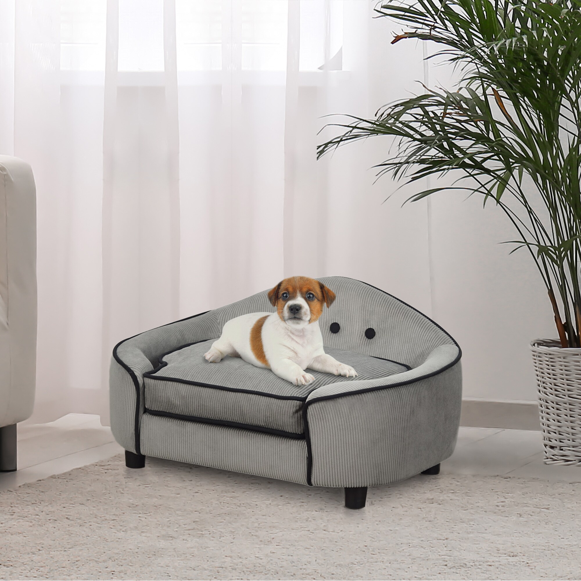 PawHut Hundesofa grau 66,5 x 45 x 35,5 cm (BxTxH)