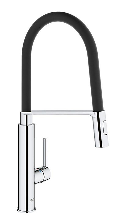 Mitigeur de cuisine avec douchette chromé noir Grohe Feel