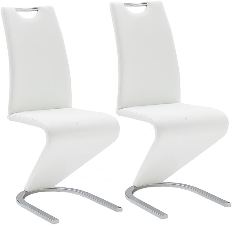 Robas Lund Esszimmerstühle 2er Set Schwingstuhl Weiß, Esszimmerstuhl Stuhl Amado, 62.0 x 45.0 x 102.0 cm
