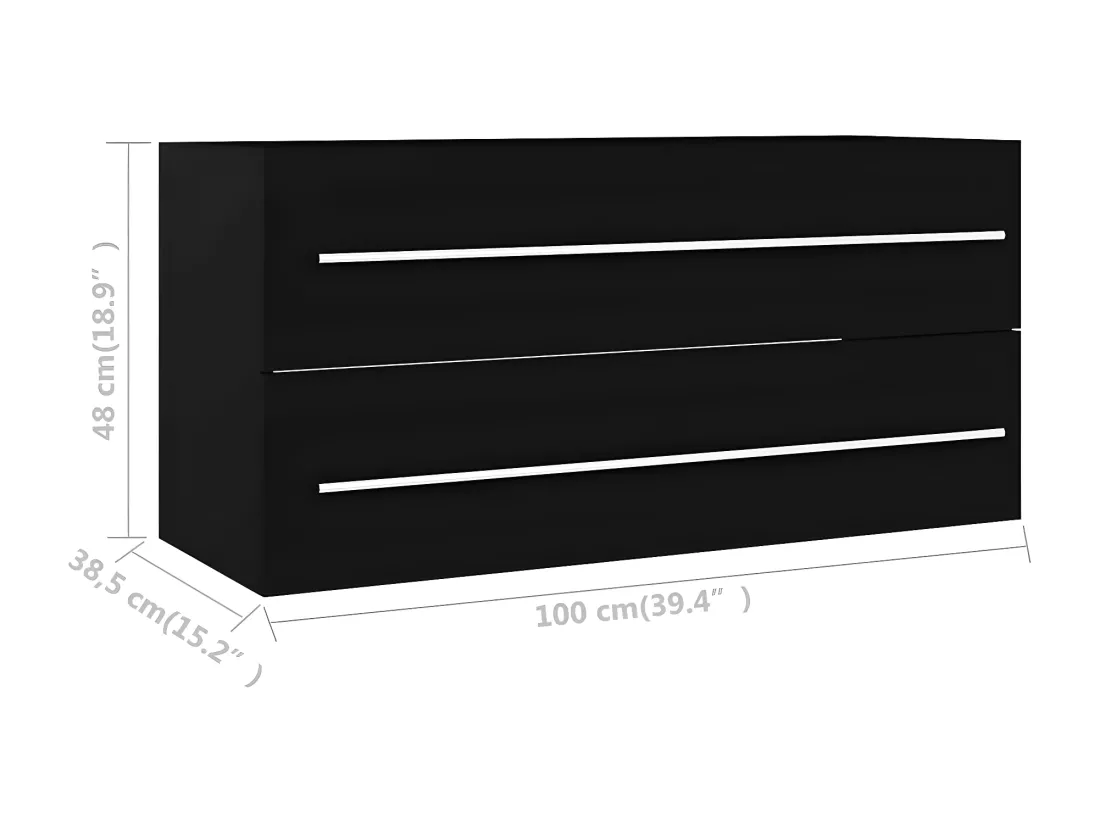 Armoire d'évier Noir 100x38,5x48