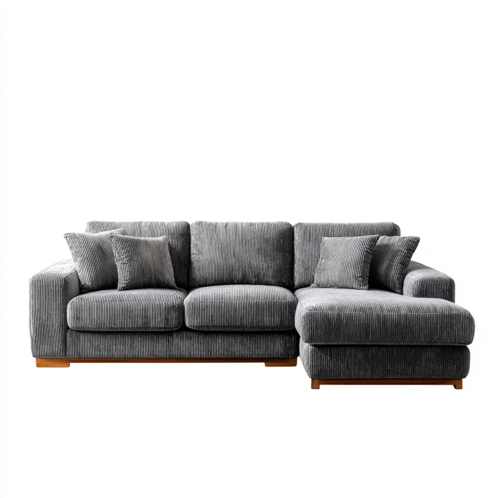 Ecksofa Cord 250x160x85 cm Dunkelgrau