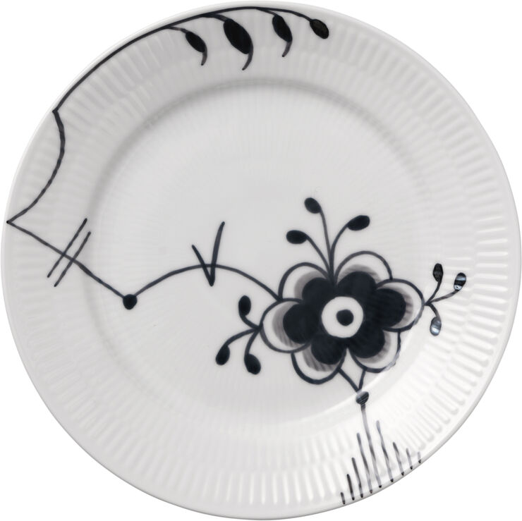 Royal Copenhagen Sort Mega Riflet 19 cm. tallerken Hvid, sort