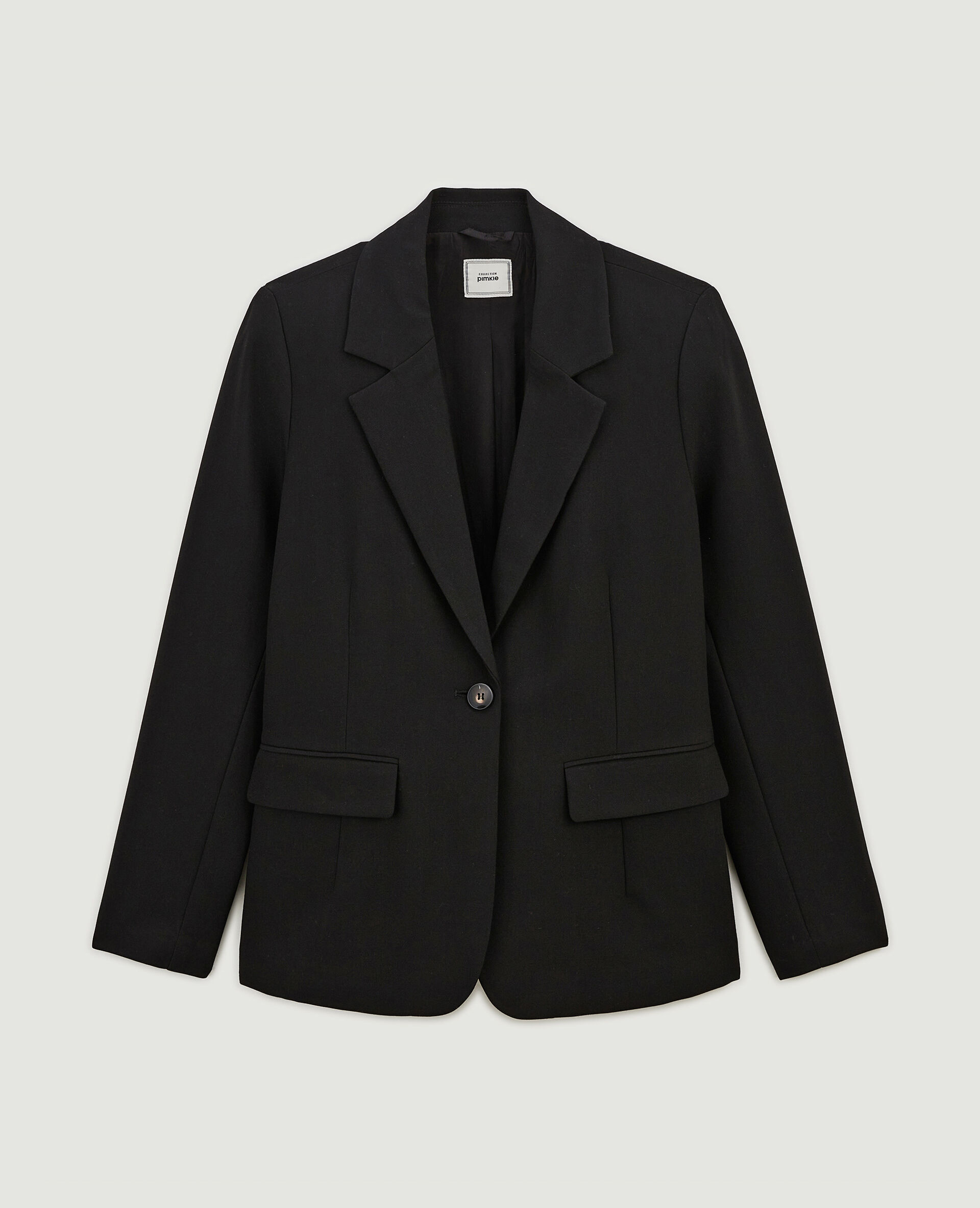 Veste blazer droite avec poches - Noir