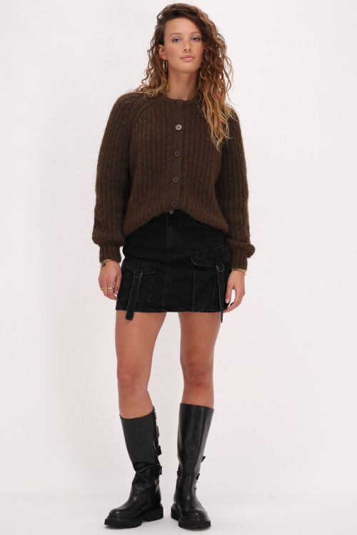 Zwarte cargo denim mini rok